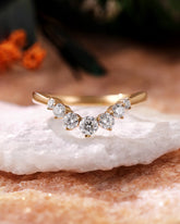 KAIA Round Cut Moissanite Curved Wedding Band Stacking Anniversary Ring